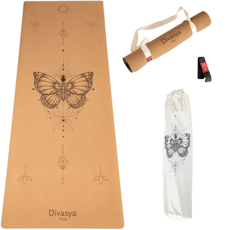Yoga Set STARTER: Kork Yogamatte mit 2x Yogablock, Tragegurt, Schutzhülle