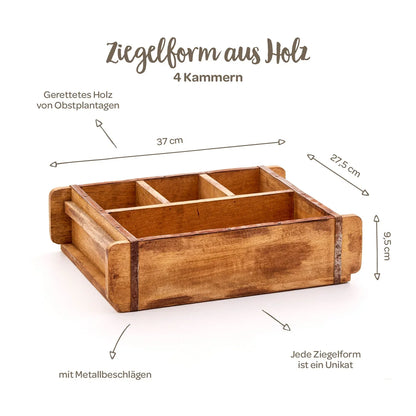 Ziegelform mit 4 Fächern