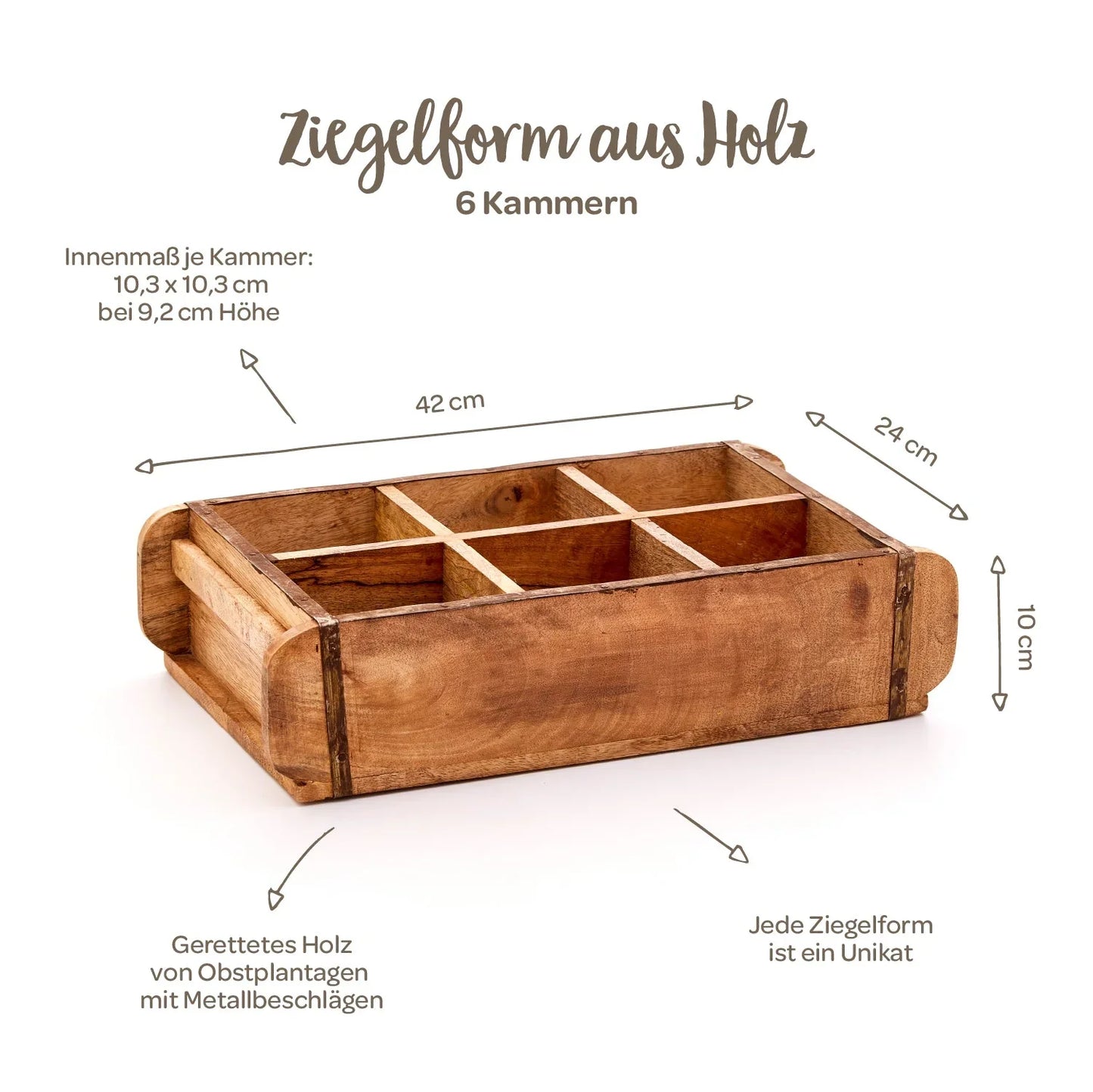 Ziegelform mit 6 Fächern