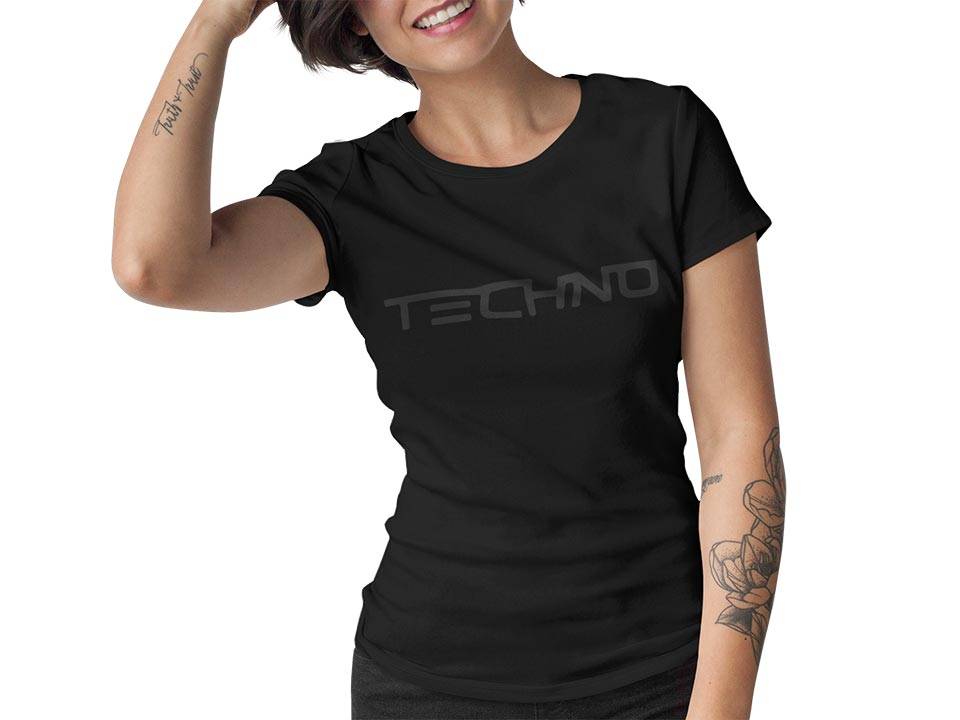 All black Techno T-Shirt (Frauen)