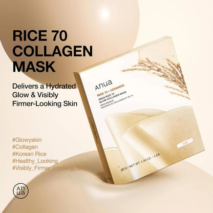 Anua Rice 70 Glow Collagen Mask 4er Pack