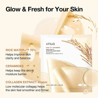 Anua Rice 70 Glow Collagen Mask 4er Pack