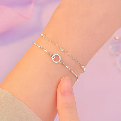 Armband aus 925er-Sterling-Silber, doppellagige Kette - Kreise