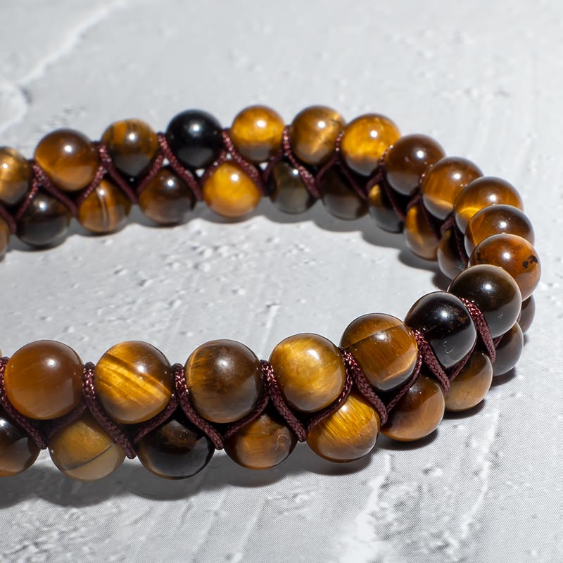 PERLENARMBAND TIGERAUGE ZWEIREIHIG 6MM