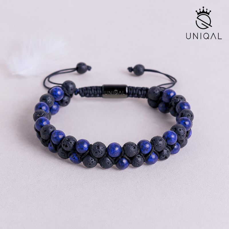 PERLENARMBAND LAPISAZULI & LAVASTEIN 6MM