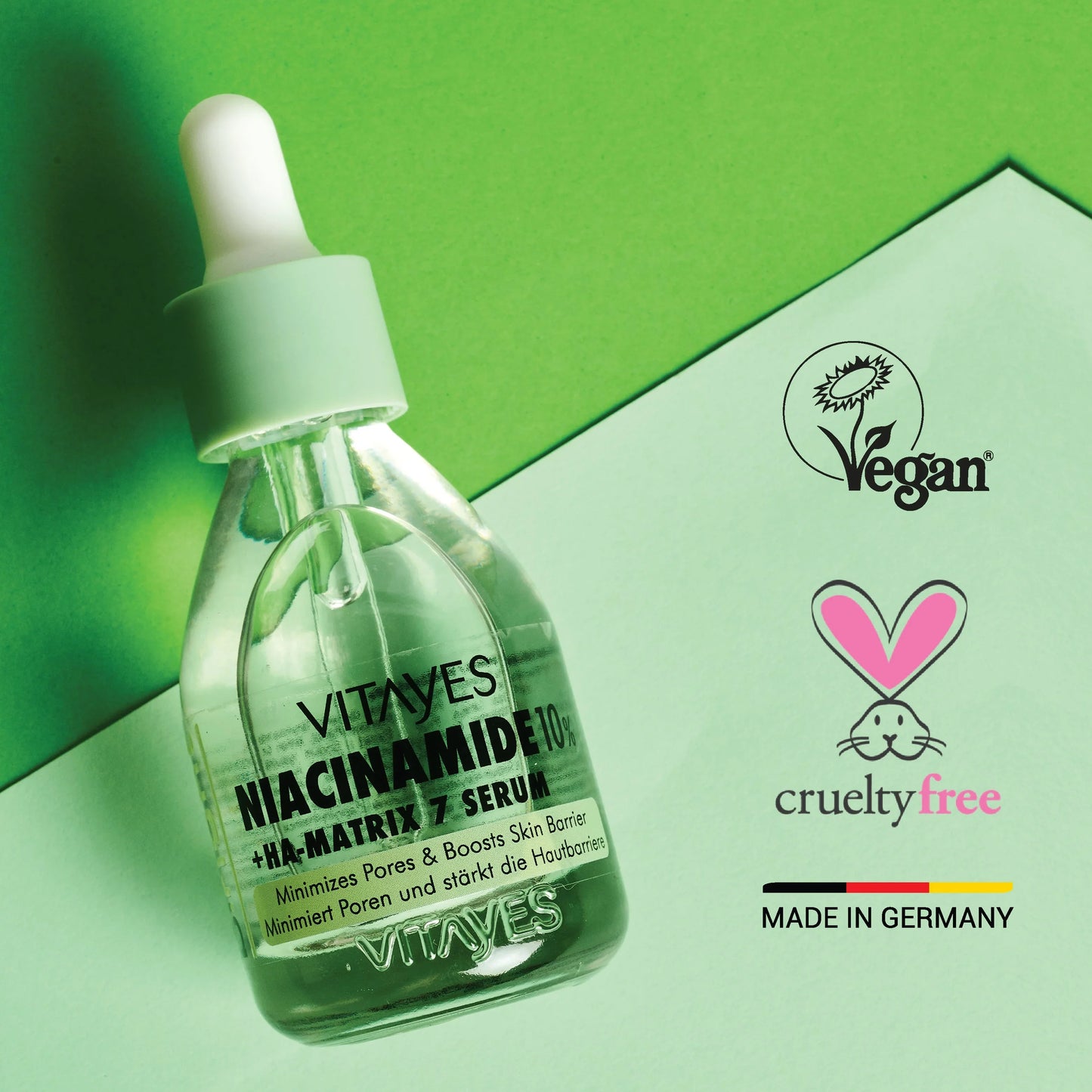 Niacinamide 10% + Hyaluronsäure Serum. Porenverfeinerung, Hautflecken-Reduktion & Feuchtigkeit 30 ml