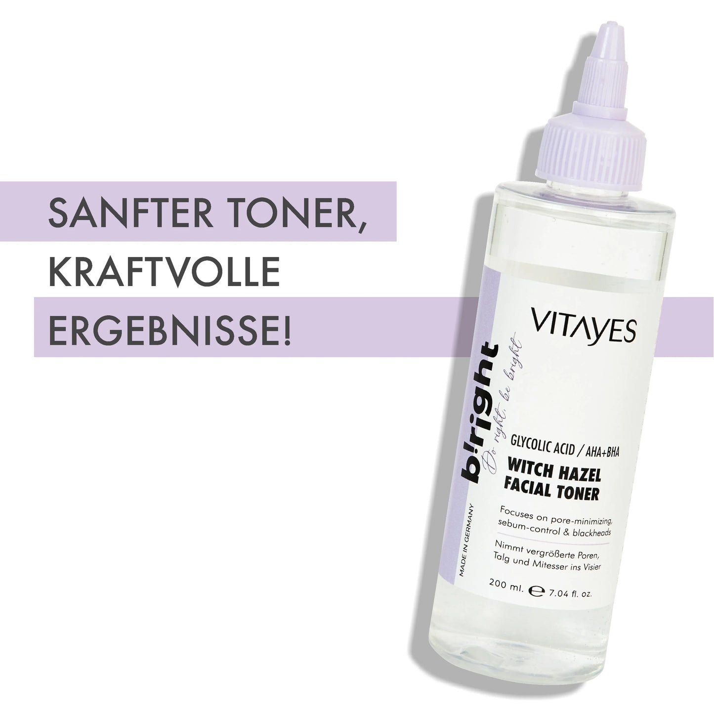 AHA/BHA Gesichtswasser – Porenverfeinernde Tiefenreinigung mit Glycolsäure & Hamamelis 150 ml