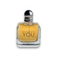 Glasflakon Eau de Parfum, goldene Flüssigkeit, Aufschrift 'Because It's You', silberner Deckel