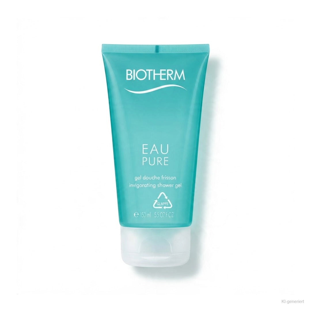 Biotherm Eau Pure Duschgel 150 ml – türkisfarbene Tube mit weißer Kappe freigestellt auf weißem Hintergrund