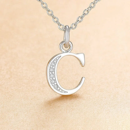 Kette mit Anhänger aus 925er Sterling-Silber, verschiedene Buchstaben, 45cm