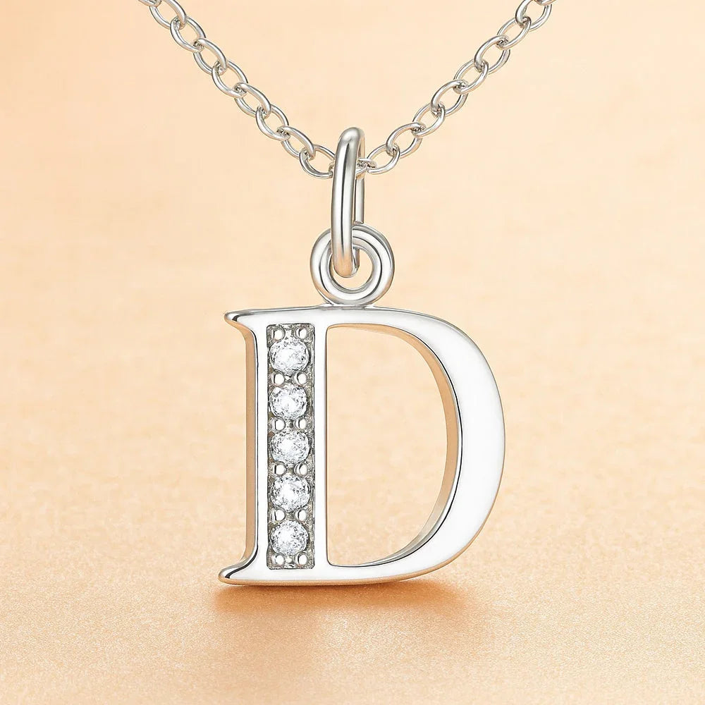 Kette mit Anhänger aus 925er Sterling-Silber, verschiedene Buchstaben, 45cm