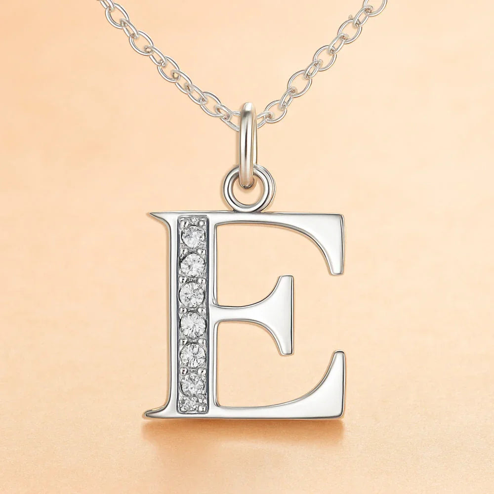 Kette mit Anhänger aus 925er Sterling-Silber, verschiedene Buchstaben, 45cm