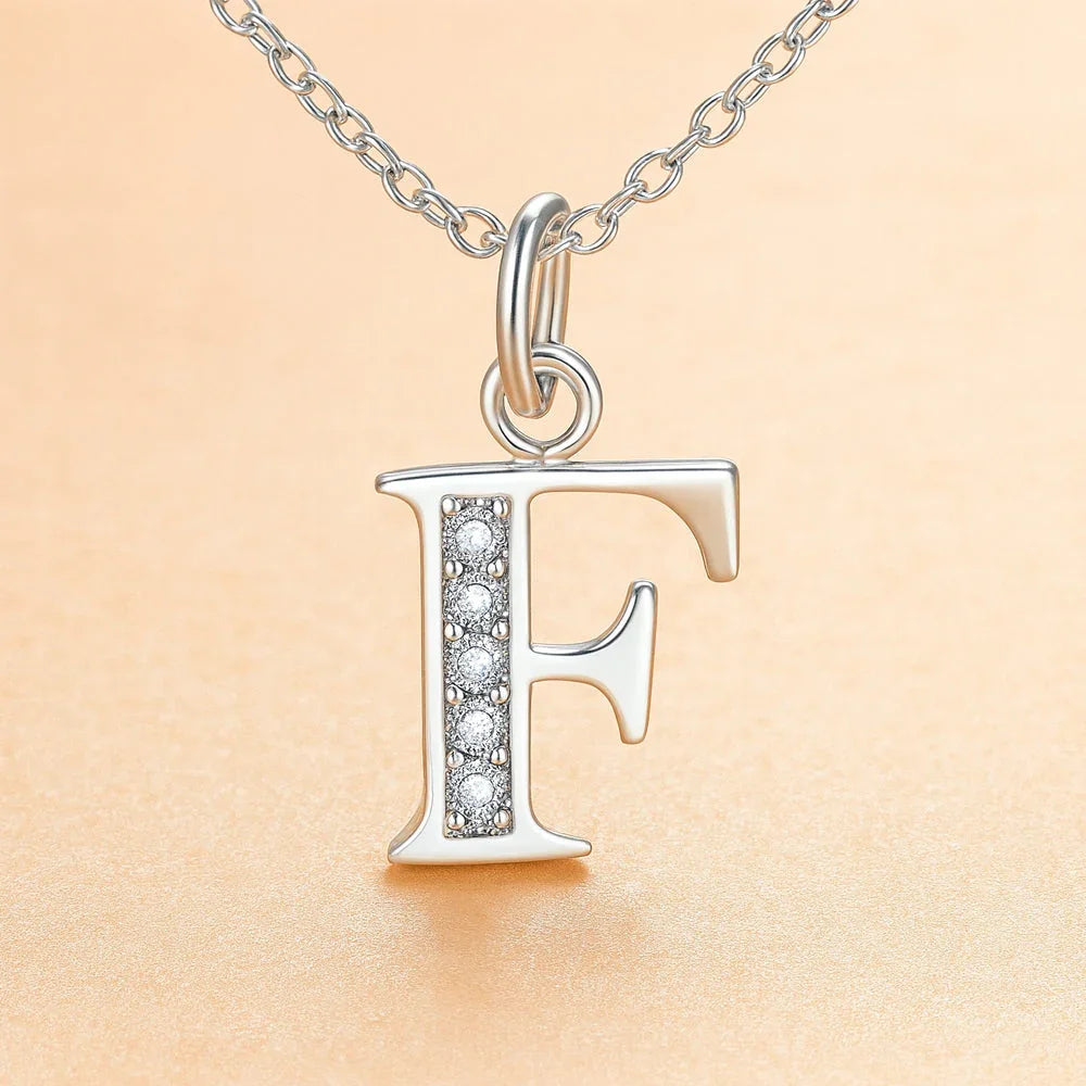Kette mit Anhänger aus 925er Sterling-Silber, verschiedene Buchstaben, 45cm