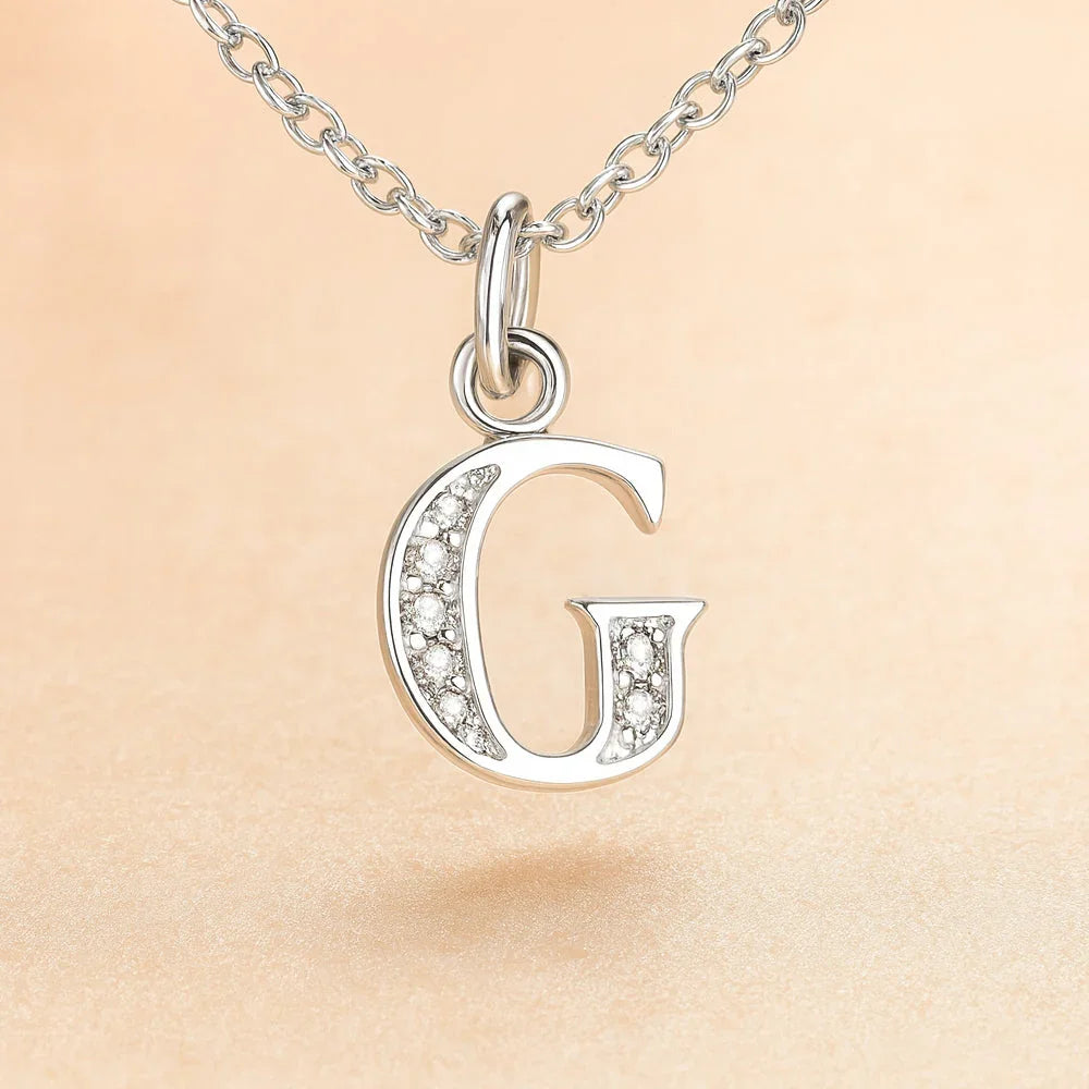 Kette mit Anhänger aus 925er Sterling-Silber, verschiedene Buchstaben, 45cm