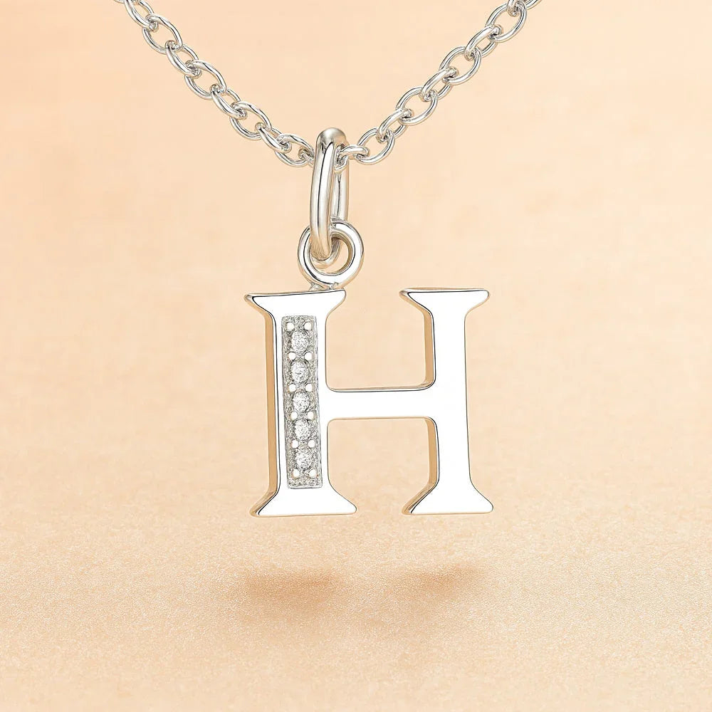 Kette mit Anhänger aus 925er Sterling-Silber, verschiedene Buchstaben, 45cm