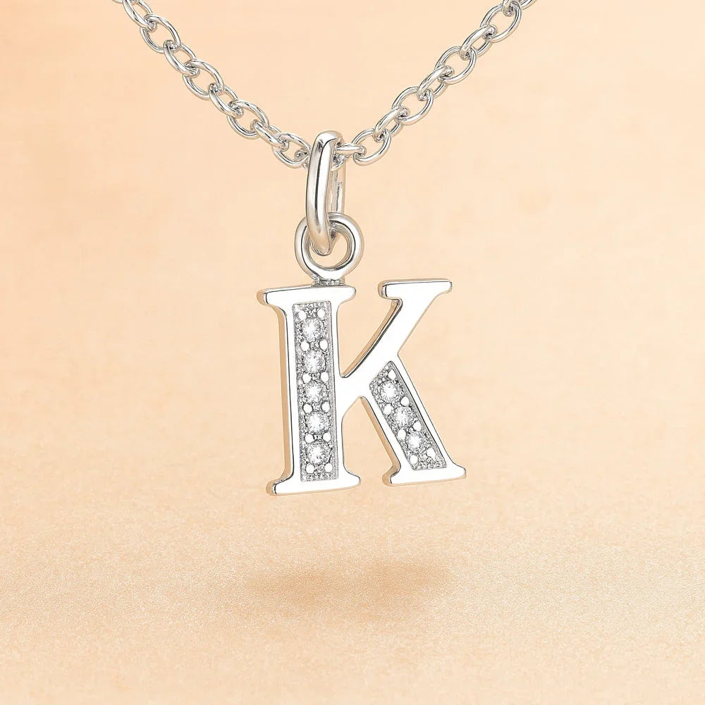 Kette mit Anhänger aus 925er Sterling-Silber, verschiedene Buchstaben, 45cm