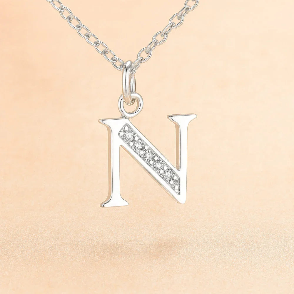 Kette mit Anhänger aus 925er Sterling-Silber, verschiedene Buchstaben, 45cm