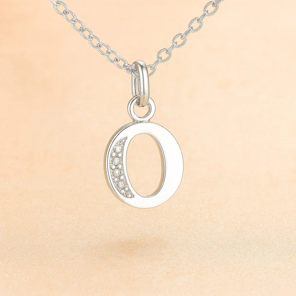 Kette mit Anhänger aus 925er Sterling-Silber, verschiedene Buchstaben, 45cm