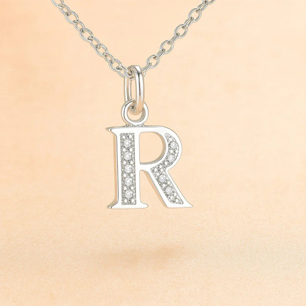 Kette mit Anhänger aus 925er Sterling-Silber, verschiedene Buchstaben, 45cm