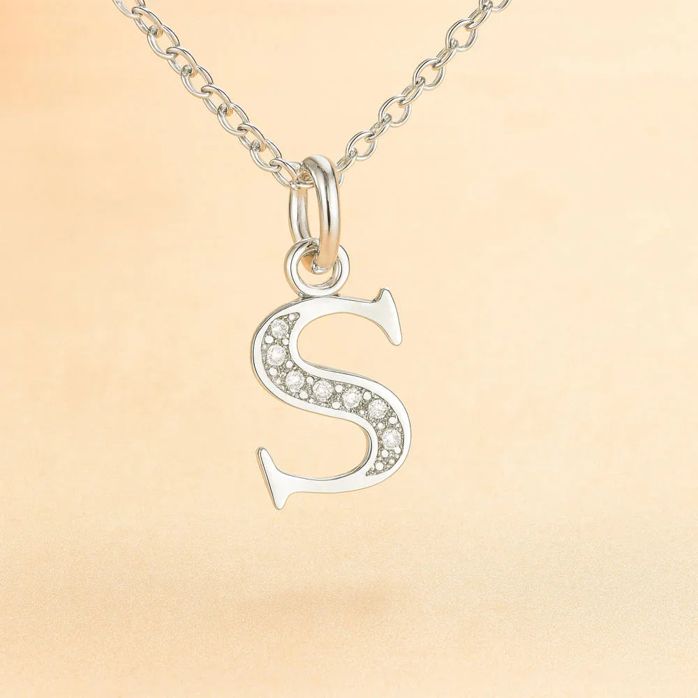 Kette mit Anhänger aus 925er Sterling-Silber, verschiedene Buchstaben, 45cm