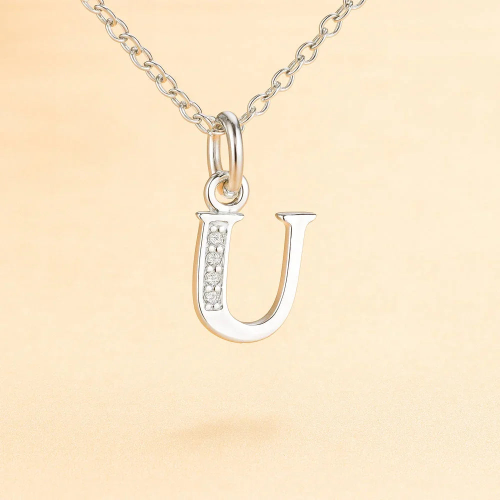 Kette mit Anhänger aus 925er Sterling-Silber, verschiedene Buchstaben, 45cm