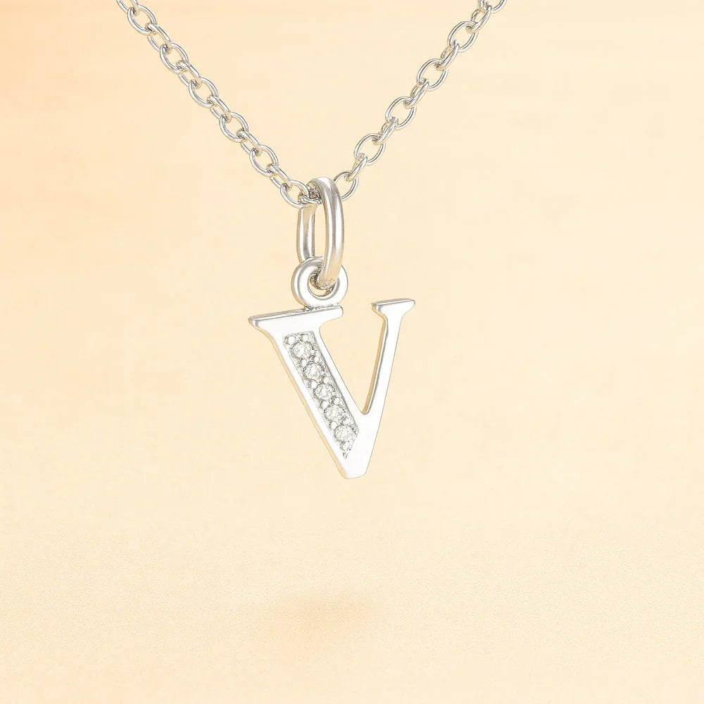 Kette mit Anhänger aus 925er Sterling-Silber, verschiedene Buchstaben, 45cm