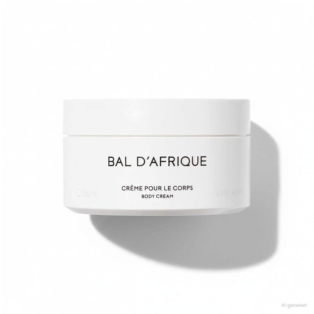 Byredo Bal d'Afrique Body Cream 200 ml, weißer Tiegel mit schwarzer Beschriftung