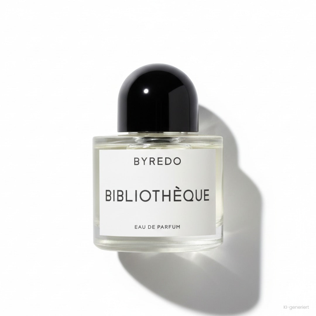 Byredo Bibliothèque Eau de Parfum 50 ml, Flakon mit schwarzer Kappe und weißem Etikett