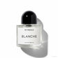 Byredo Blanche Eau de Parfum 50 ml, Flakon mit schwarzer Kappe und weißem Etikett