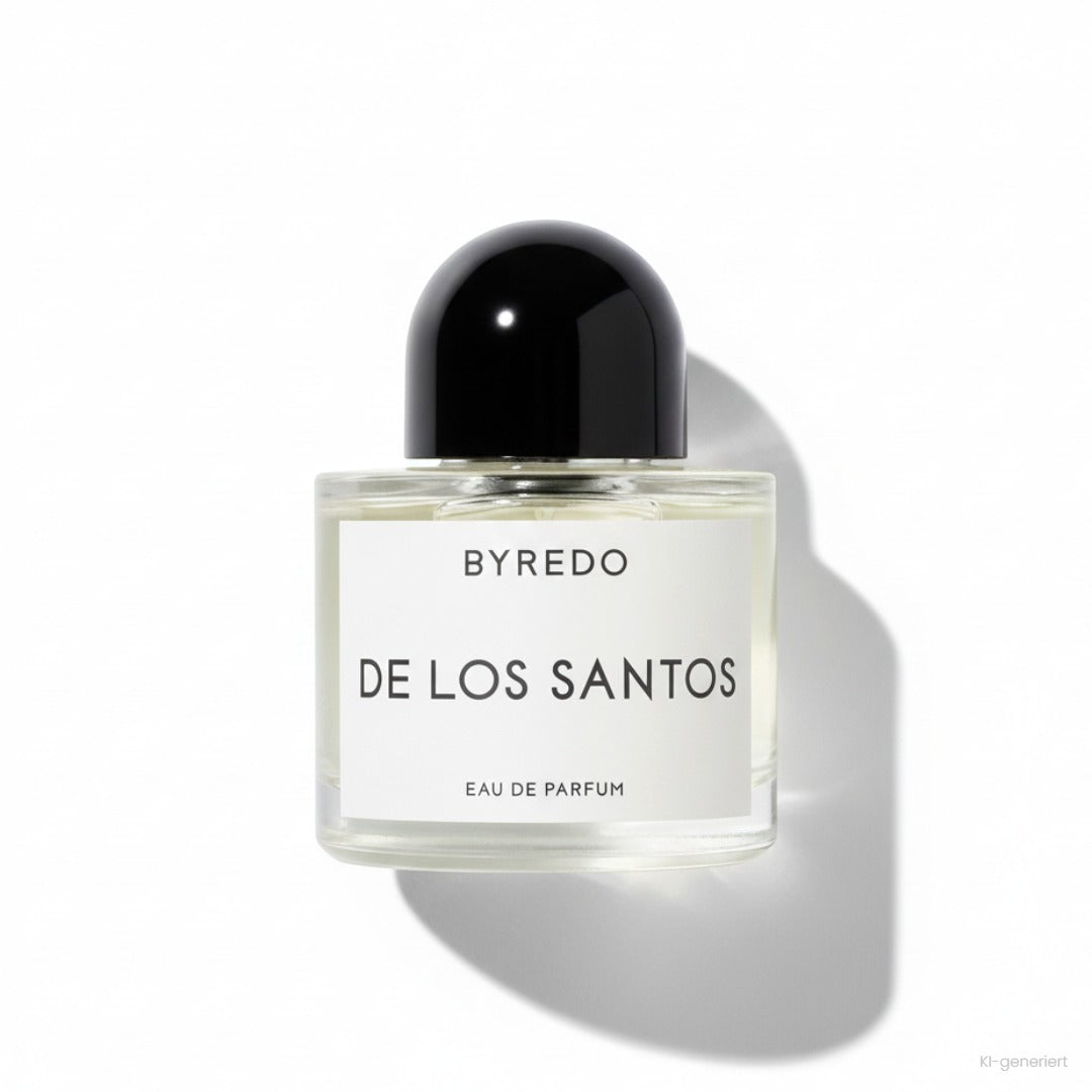 Byredo De Los Santos Eau de Parfum 50 ml, Flakon mit schwarzer Kappe und weißem Etikett