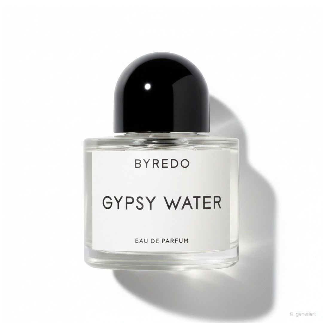 Byredo Gypsy Water Eau de Parfum 50 ml, Flakon mit schwarzer Kappe und weißem Etikett
