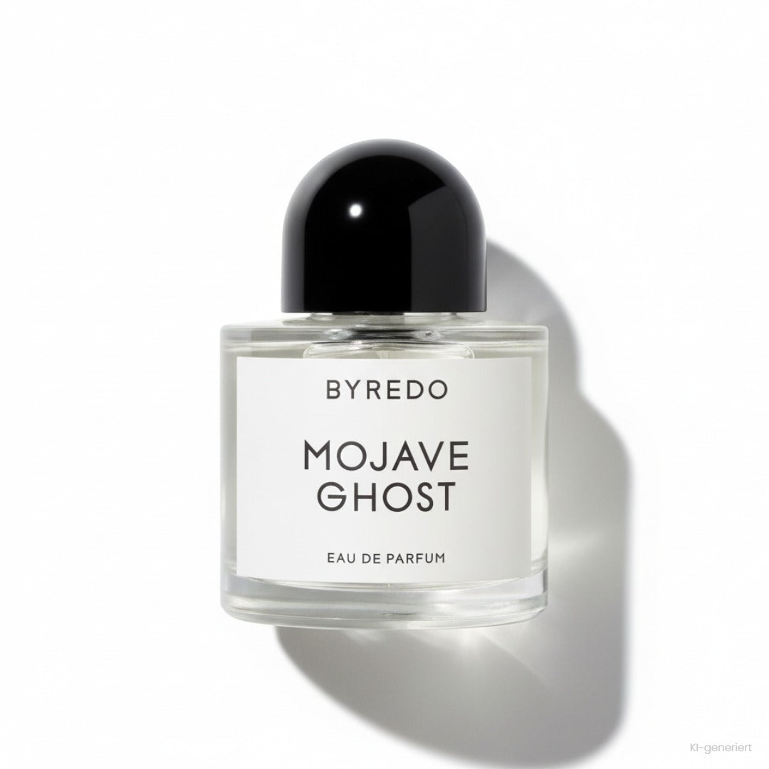 Byredo Mojave Ghost Eau de Parfum 50 ml, Flakon mit schwarzer Kappe und weißem Etikett