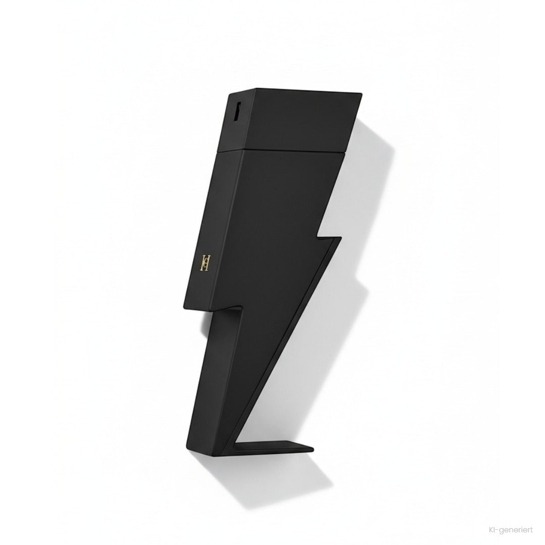 Carolina Herrera Bad Boy Le Parfum, schwarzer Flakon in Blitzform mit goldenem CH-Emblem