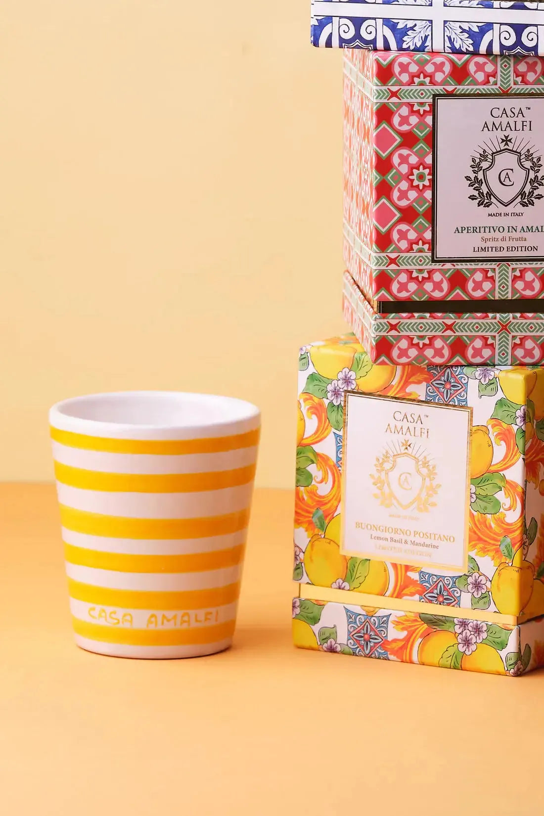 CASA AMALFI BUONGIORNO POSITANO HAND PAINTED CANDLE - Lemon Basil & Mandarin - BLACK ELIXIR - Maison de Parfum