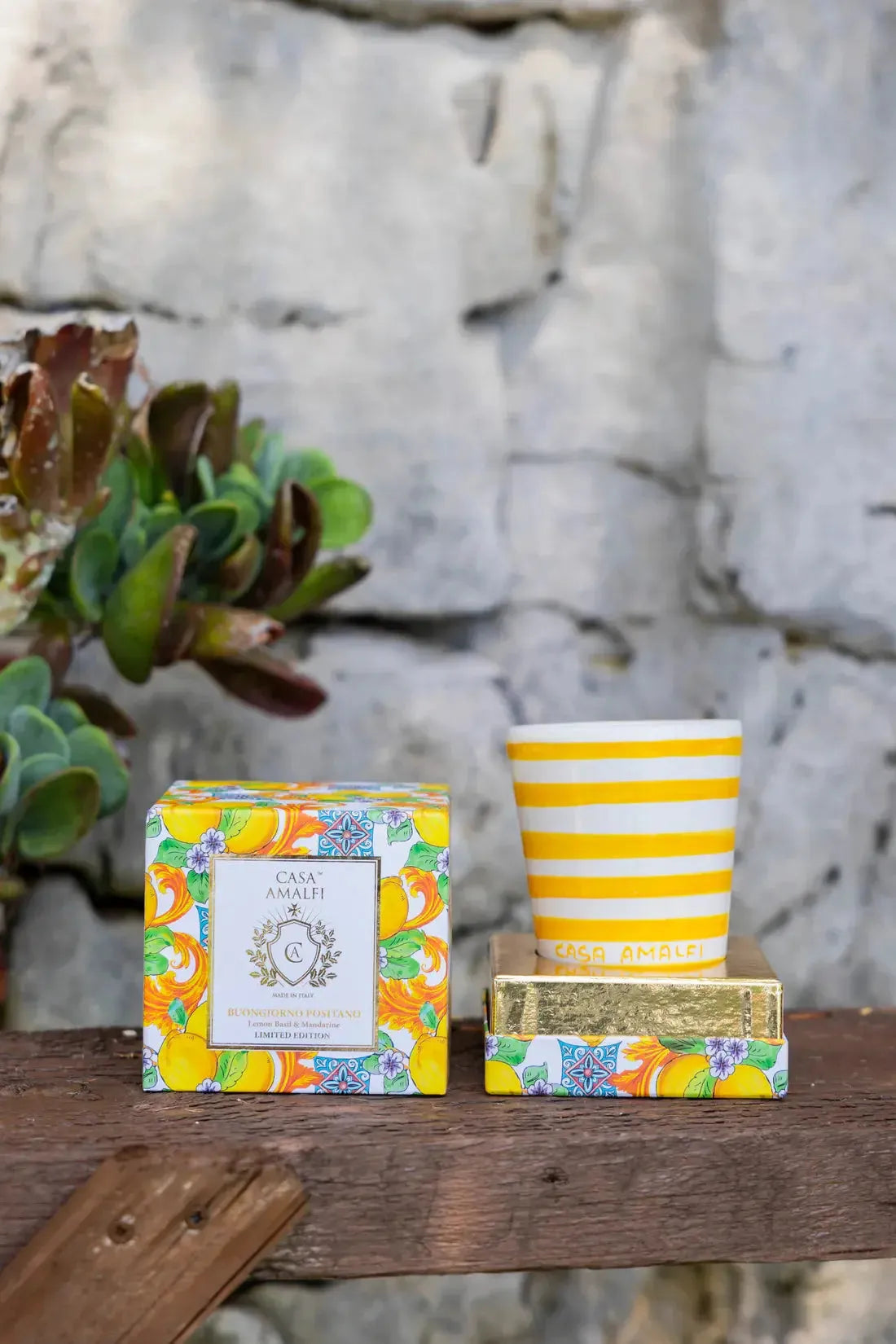 CASA AMALFI BUONGIORNO POSITANO HAND PAINTED CANDLE - Lemon Basil & Mandarin - BLACK ELIXIR - Maison de Parfum