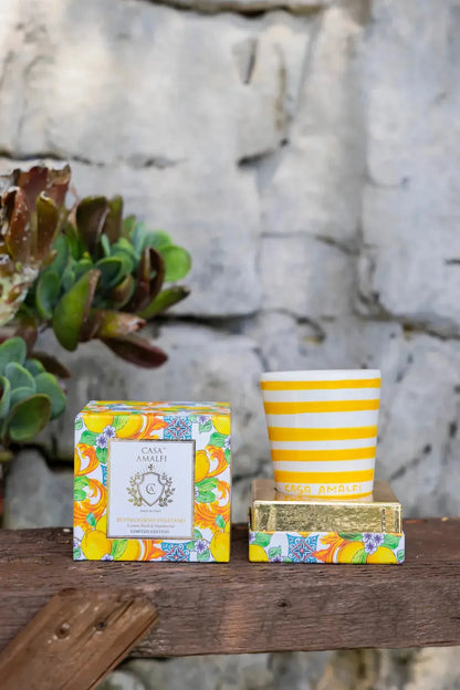 CASA AMALFI BUONGIORNO POSITANO HAND PAINTED CANDLE - Lemon Basil & Mandarin - BLACK ELIXIR - Maison de Parfum