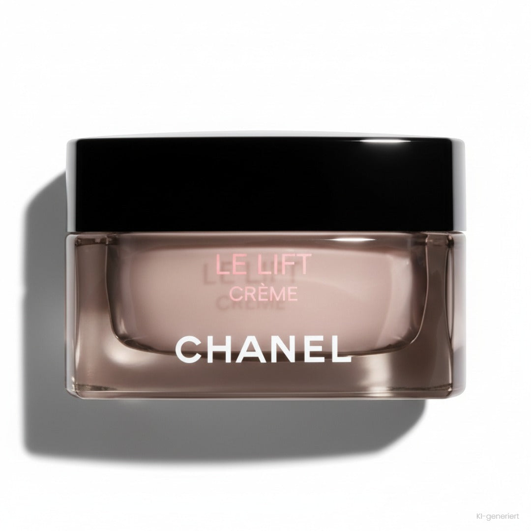 Chanel Le Lift Crème 50ml, Tiegel mit Deckel vor weißem Hintergrund