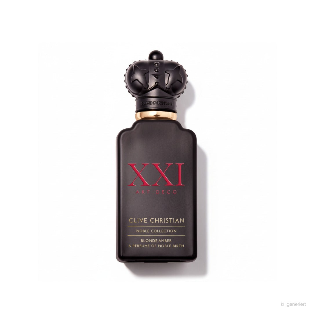 Clive Christian Noble Collection XXI Art Deco Blonde Amber Parfum 50 ml, schwarzer Flakon mit Krone