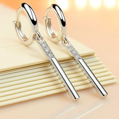 Ohrringe aus 925er Sterling-Silber, Zirkonia Stäbchen