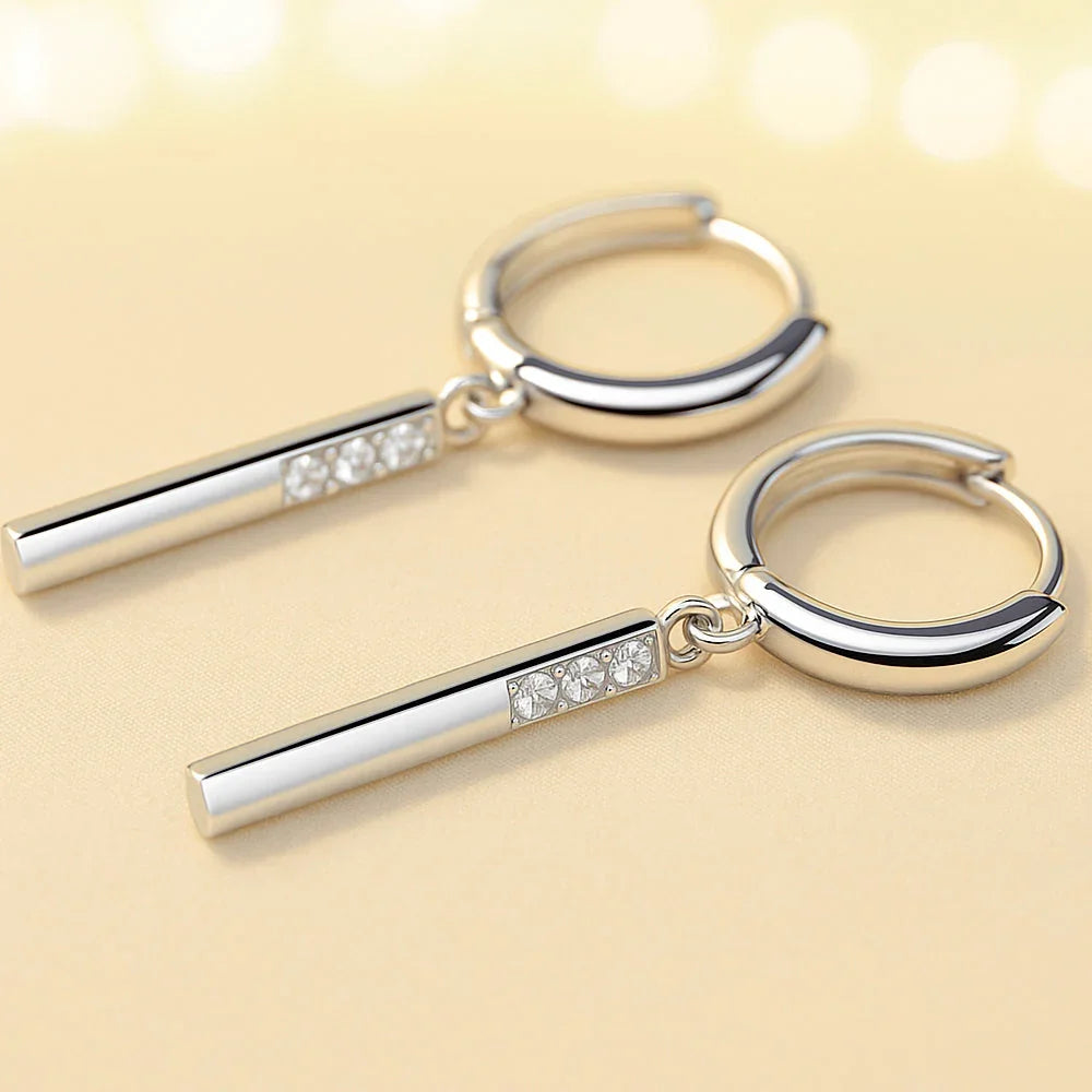 Ohrringe aus 925er Sterling-Silber, Zirkonia Stäbchen