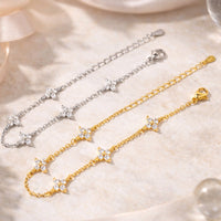 Armband aus 925er-Sterling-Silber, vierblättriges Blumenarmband, 19cm