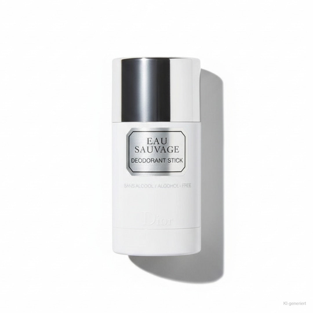 Dior Eau Sauvage alkoholfreier Deodorant Stick 75g – weißer Stick mit silberner Kappe freigestellt auf weißem Hintergrund