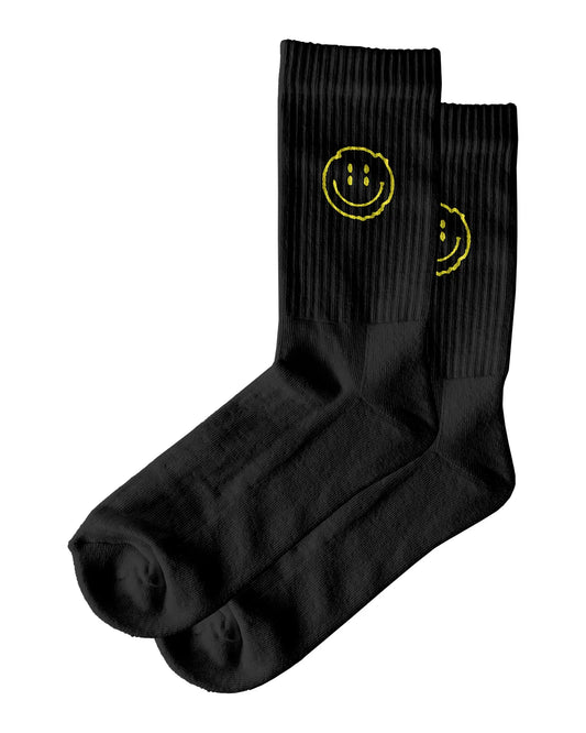 Distorted Smile - Neon bestickte Socken (schwarz)