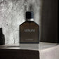 Herrenparfum Armani Eau de Nuit Flakon, dunkles Glas, moderner Hintergrund