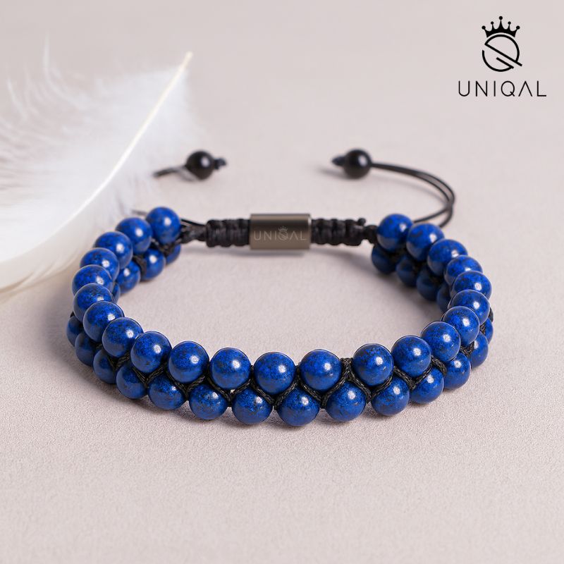 PERLENARMBAND LAPISAZULI ZWEIREIHIG 6MM