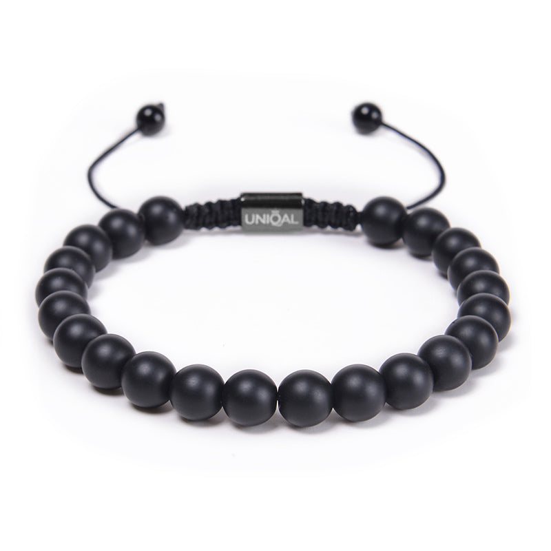 PERLENARMBAND MATT ONYX SCHWARZ 8MM