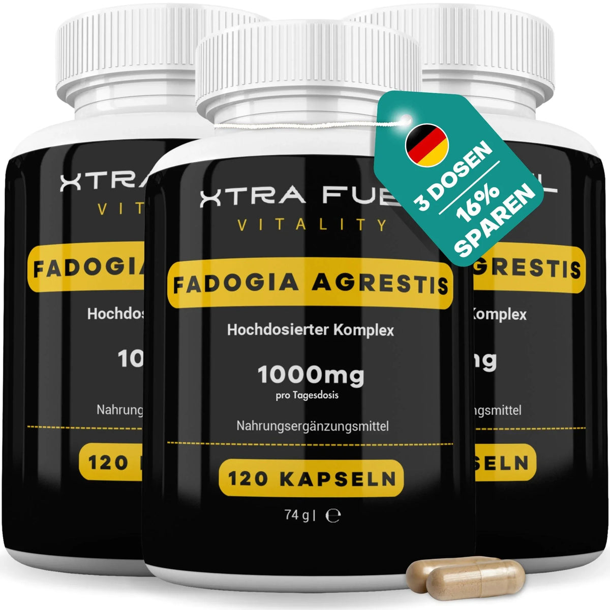 Fadogia Agrestis Kapseln - 1000mg Fadogia Extrakt - 100% natürlich & zertifiziert - BLACK ELIXIR - Maison de Parfum