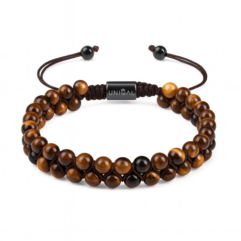 PERLENARMBAND TIGERAUGE ZWEIREIHIG 6MM