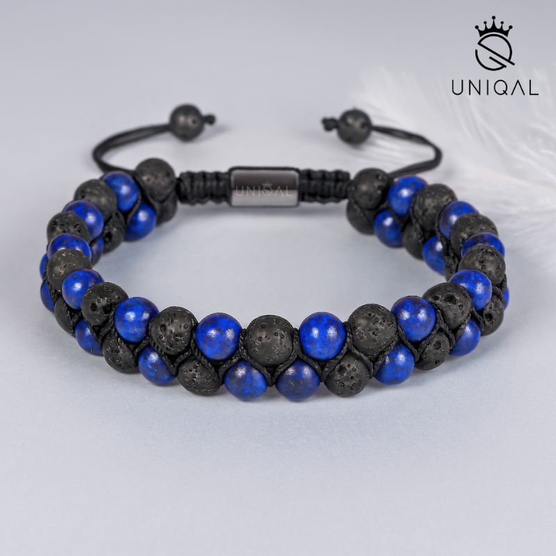 PERLENARMBAND LAPISAZULI & LAVASTEIN 6MM