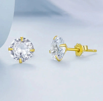 Ohrstecker aus 925er Sterling-Silber, Zirkonia in Brillantschliff, 7mm